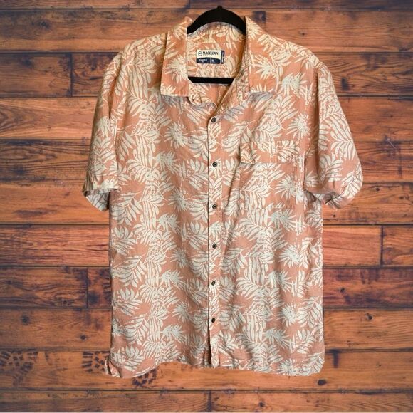 5 for $25🔥Magellan Coral Palm Tree Print Button Front Classic Fit Shirt XL - Picture 1 of 5